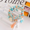 Metal Colorful Beads Coin Tassel Bracelets