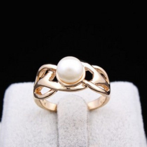 Pearl Engagement Ring Crystal Fashion