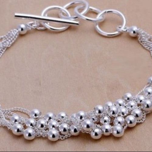 Silver Beads Toggle Bracelet For Women