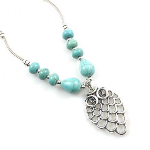 New Tibetan Silver Turquoise  Vintage Owl Necklaces